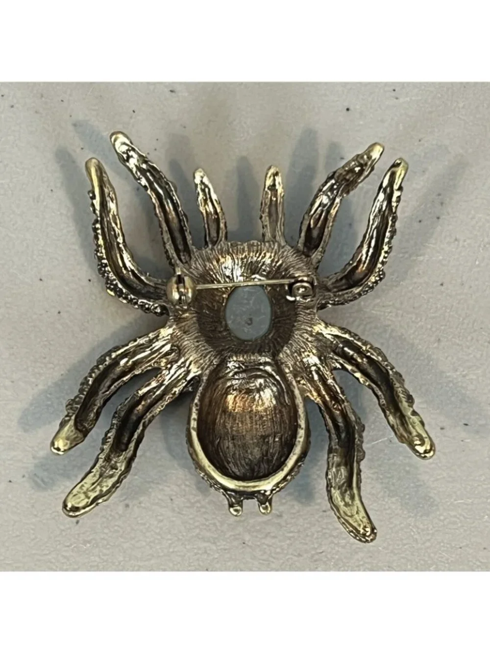 Spider‎ Rhinestone Brooch Pin Brown Gold Tone 3